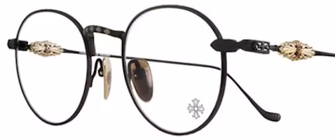 Shop Chrome Hearts 黑色圓形金屬眼鏡框 中性情侶款設計 VAGIDICTORIANIIICB