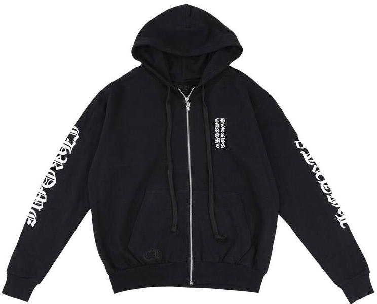 chrome-hearts-black-zip-up-hoodie-long-sleeve-plain-print-design-ch-00000106