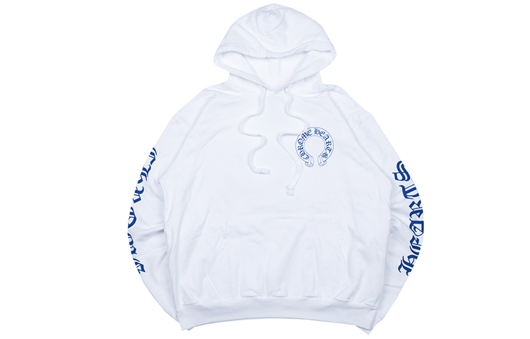Chrome Hearts Blue Floral Cross Print Hoodie Unisex White CH-044