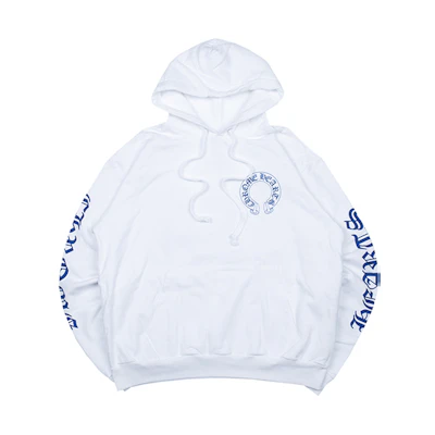 Chrome Hearts Blue Floral Cross Print Hoodie Unisex White CH-044