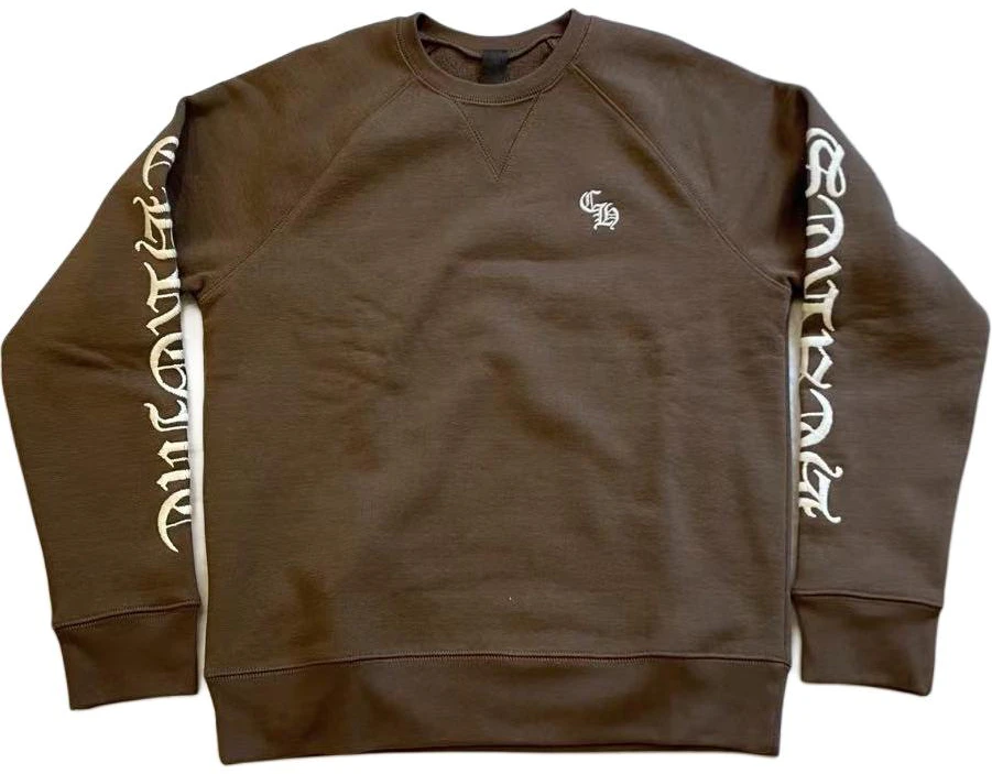 chrome-hearts-brown-crewneck-embroidered-letter-sweatshirt-unisex-long-sleeve-ch-200291