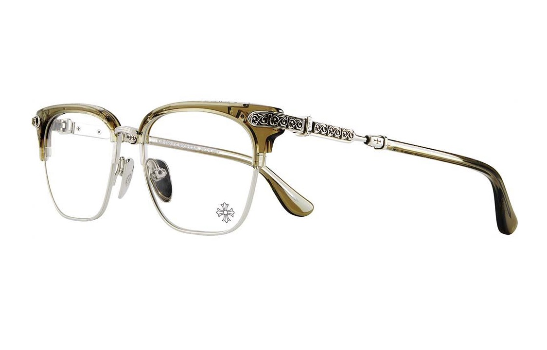 Order Gafas Ópticas Irregulares Marrones Chrome Hearts Unisex con Detalle de Logo. VERTICAL SMILE II