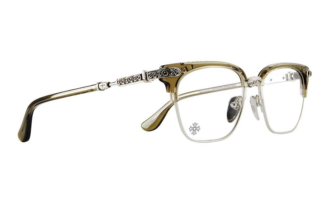 Lookbook Gafas Ópticas Irregulares Marrones Chrome Hearts Unisex con Detalle de Logo. VERTICAL SMILE II