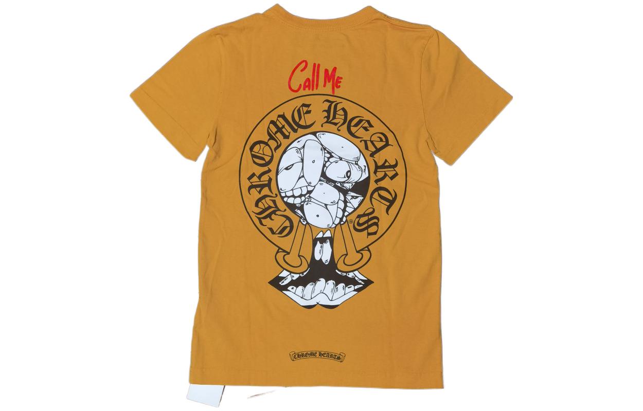 Lookbook クロムハーツ カートゥーンロゴ プリント 限定Tシャツ ユニセックス イエロー CH-2022100806