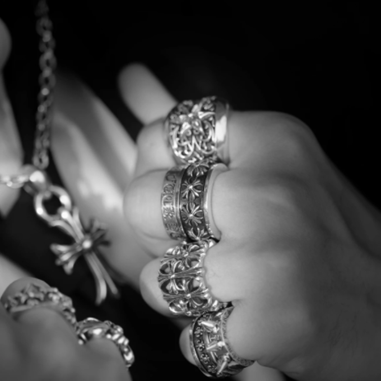 Cheap 克罗姆之心 Cemetery Cross 925纯银戒指 男女款 银色 CH-JZ-268