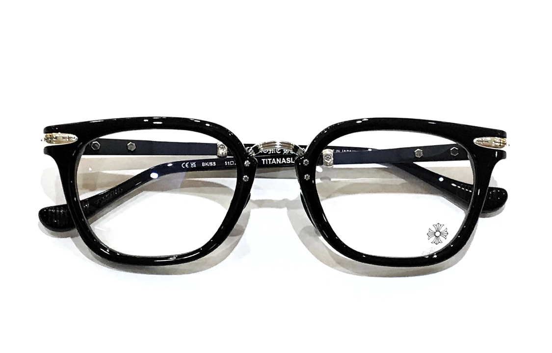 Shop Cermin Mata Chrome Hearts Classic Logo Irregular Hitam Unisex Untuk Pasangan TITANASLUVR