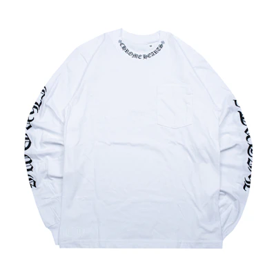 Chrome Hearts Collar Script Pocket Long Sleeve Tee White Unisex CH-060