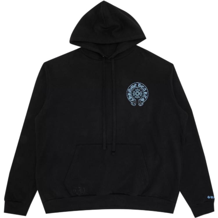 Order Chrome Hearts Colorblock Horseshoe Logo Print Unisex Hoodie Black. CH-313