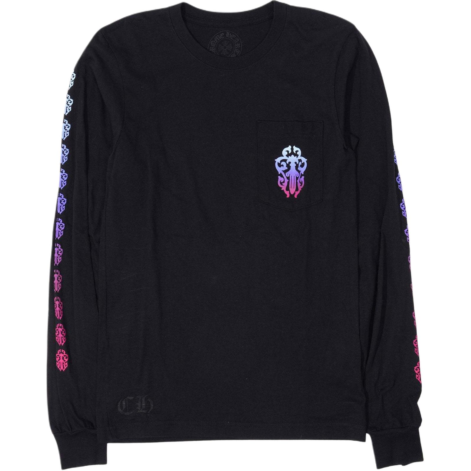 Chrome Hearts Colored Sword Horseshoe Scroll Unisex Long Sleeve T-Shirt Black CH-071