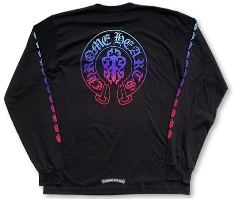 クロムハーツ カラードソードホースシュー スクロール ユニセックス 長袖Tシャツ ブラック CH-071 Order クロムハーツ カラードソードホースシュー スクロール ユニセックス 長袖Tシャツ ブラック CH-071