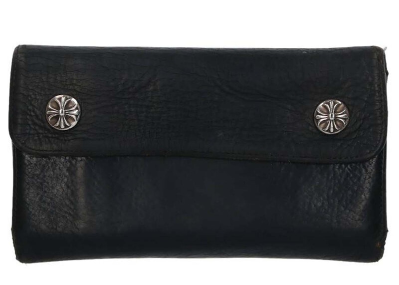 Chrome Hearts Cross Ball Button Leather Wallet Black