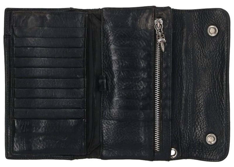 Lookbook Cartera de Cuero Negra Chrome Hearts Cross Ball Button