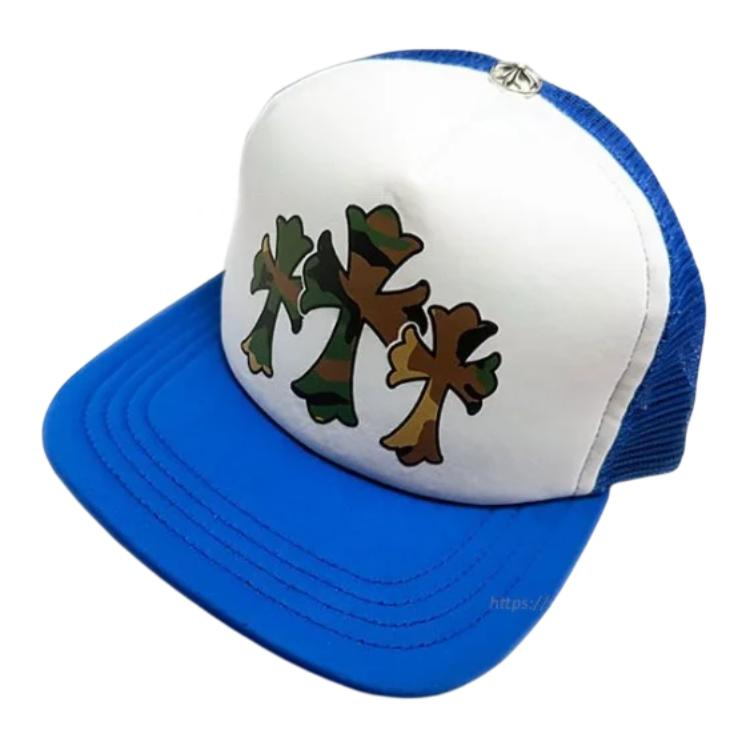Chrome Hearts Cross Chrome Blue Baseball Cap for Men. CH200481