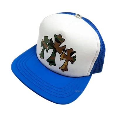 Chrome Hearts Cross Chrome Blue Baseball Cap for Men. CH200481