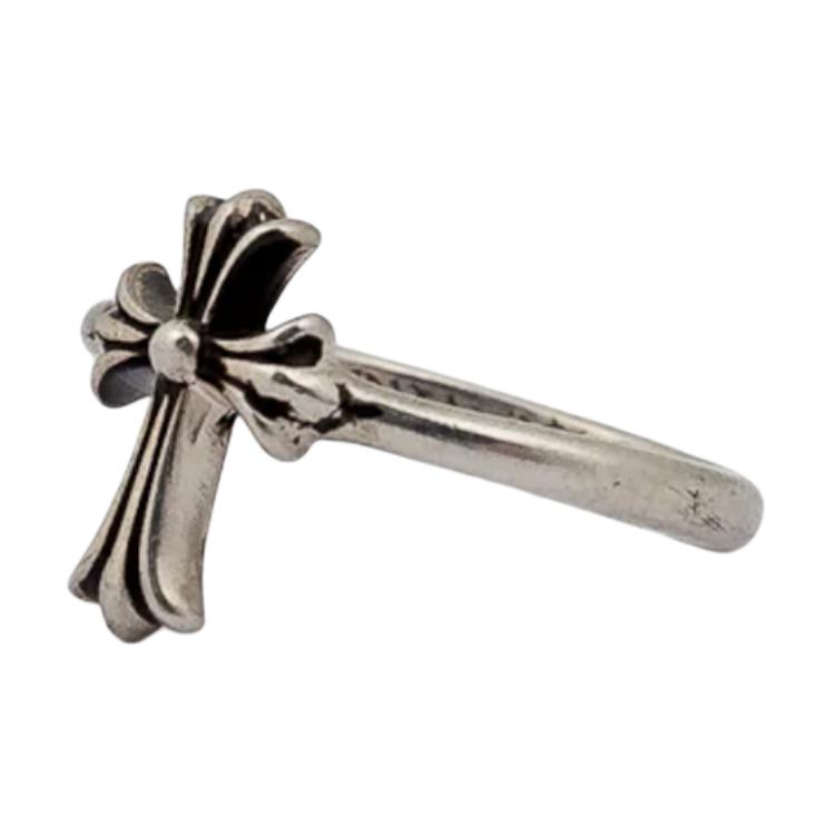 Lookbook Anillo de plata unisex Chrome Hearts con diseño de cruz - Parejas. ch-c-bg