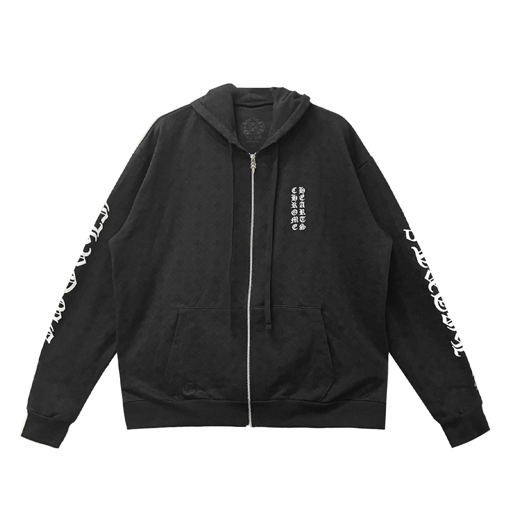 Chrome Hearts Cross Horseshoe Zip-Up Hoodie Black CH-033083860