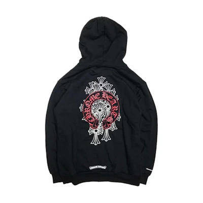 Chrome Hearts Cross Logo Hoodie Black Unisex Zip-Up Fleece Sweatshirt CH-005