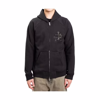 Chrome Hearts Cross Patch Black Zip-Up Hoodie Unisex CH-20232159