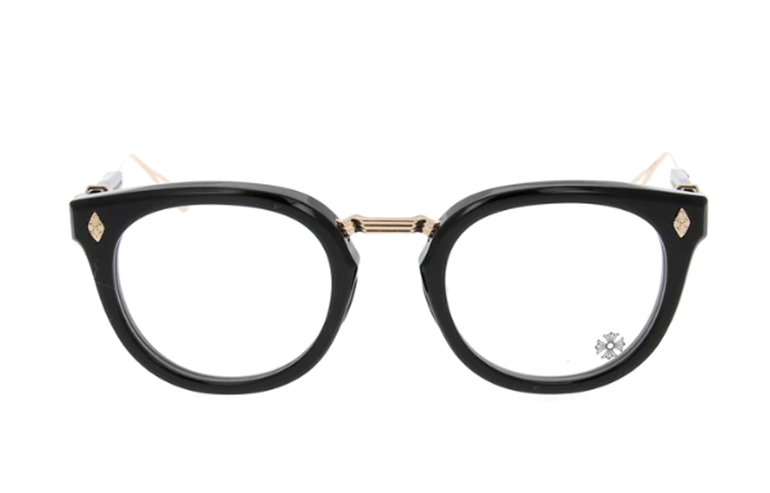 Order Cermin Mata Optikal Chrome Hearts Cross Print Oval Unisex Hitam SACBKGP