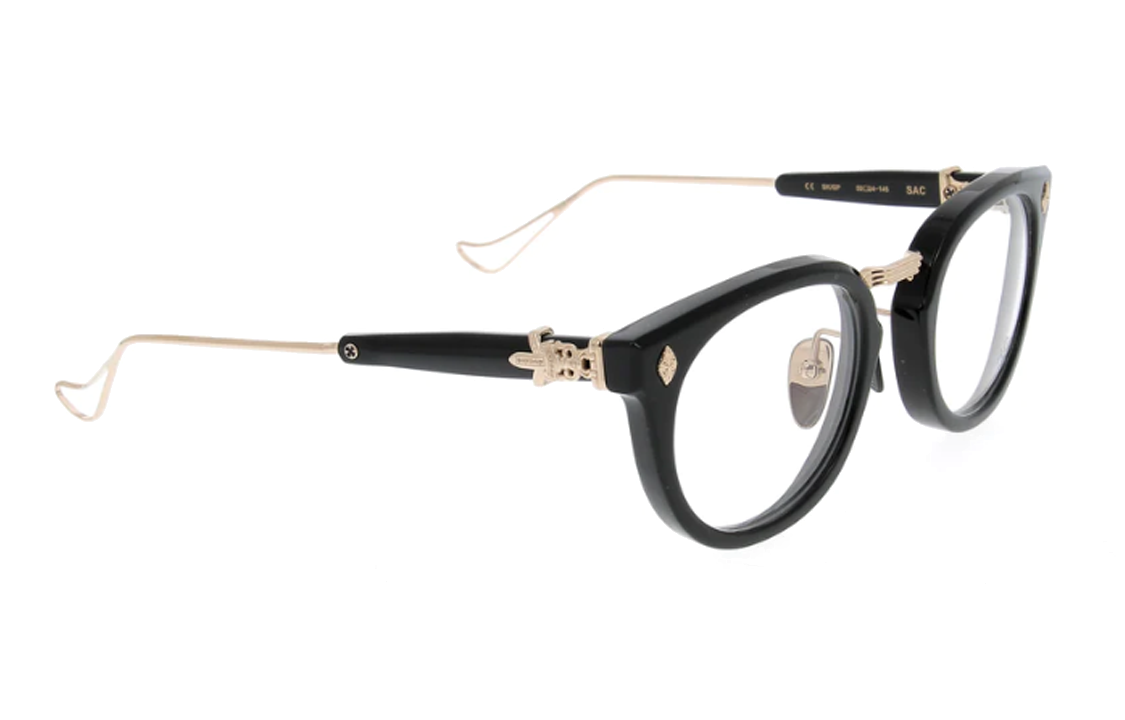 Lookbook Cermin Mata Optikal Chrome Hearts Cross Print Oval Unisex Hitam SACBKGP