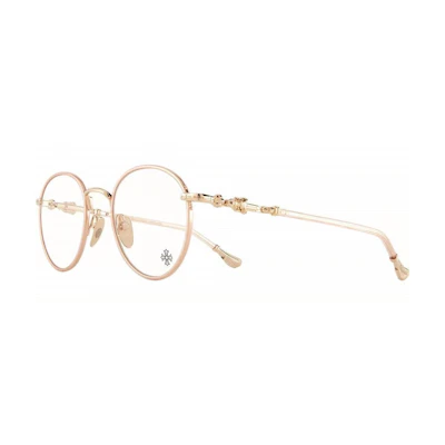 Chrome Hearts Cross Print Round Optical Frame Unisex Gold. FIRKIN-PCRYS-GP