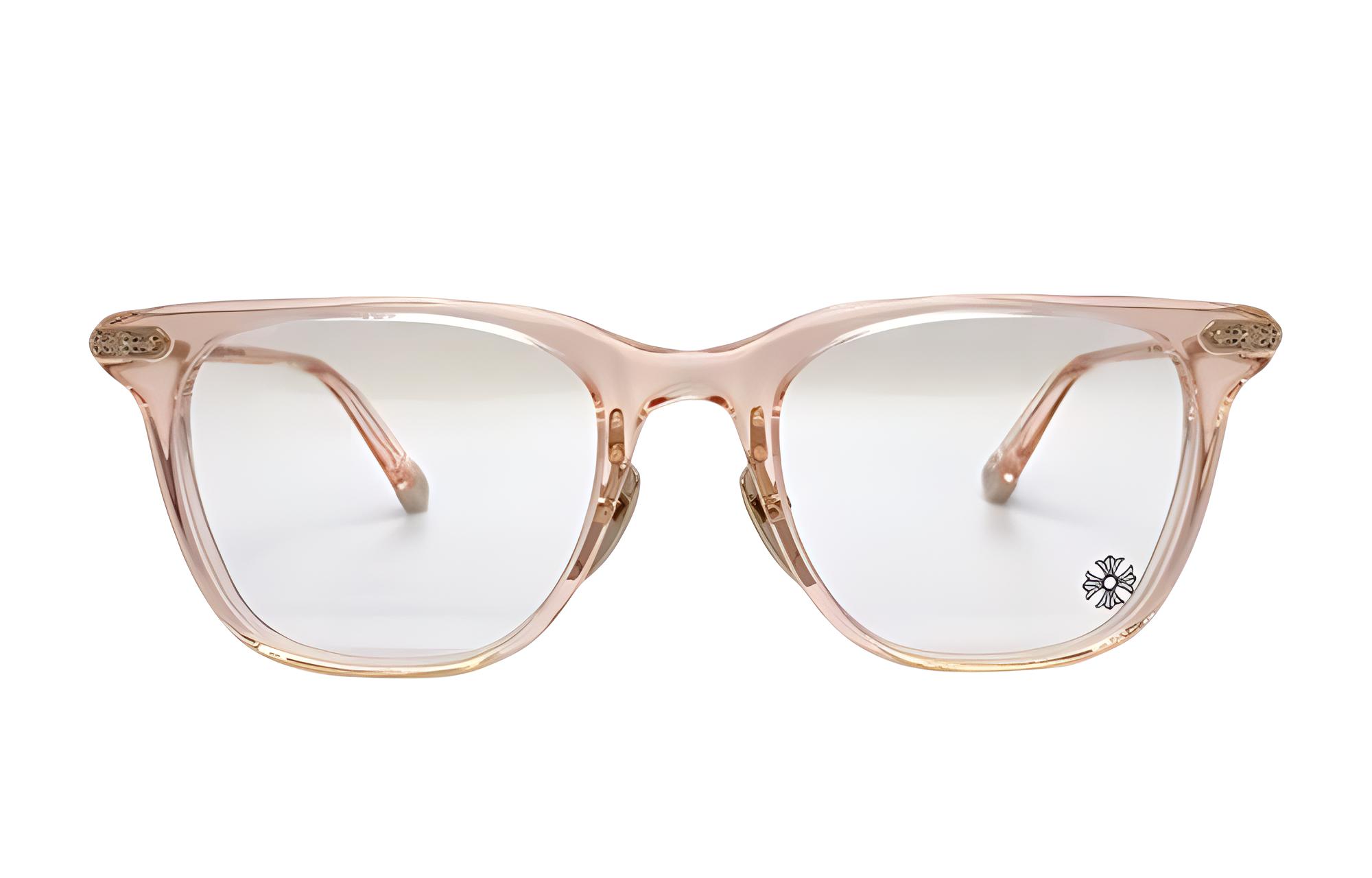 Chrome Hearts Crystal Silver Metal Frame Square Optical Glasses Unisex Pink DARLIN PCRYS