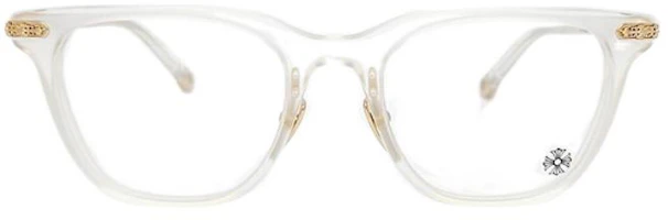 Shop Chrome Hearts Darlin 黑色方框光學眼鏡 男女街頭風格款式. DARLIN-BK-18KGP