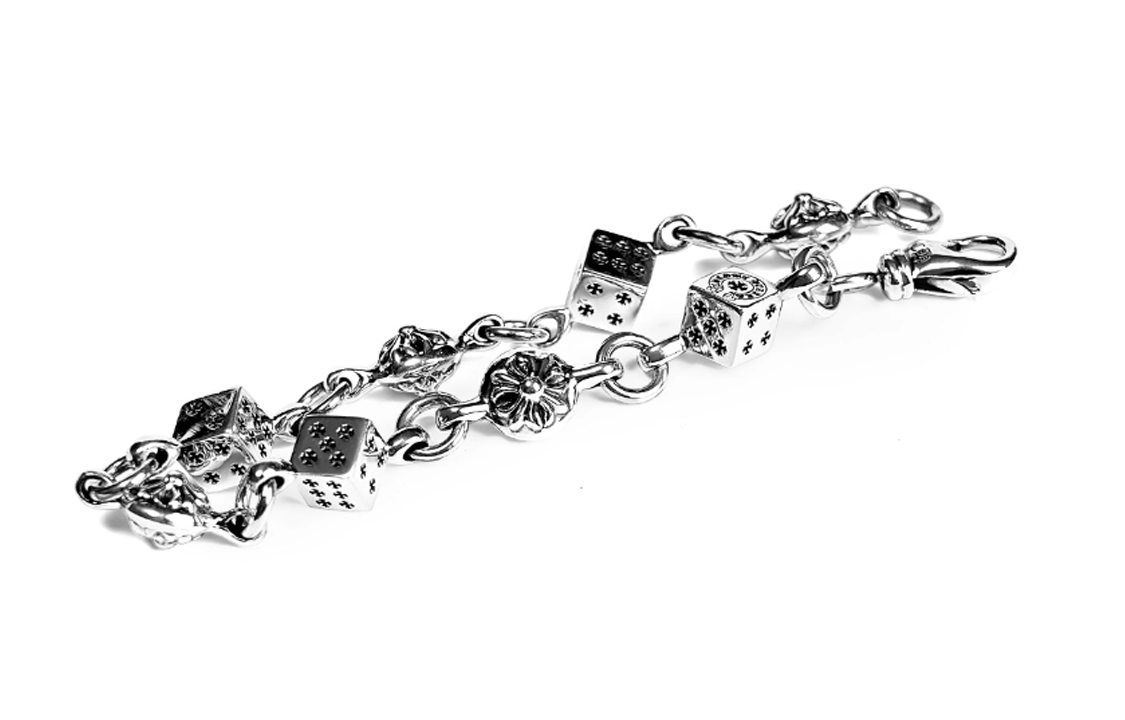 Lookbook Pulsera Unisex Chrome Hearts Dice Cross Bead Plata 925 - Plata. CROSSBALL&DICE