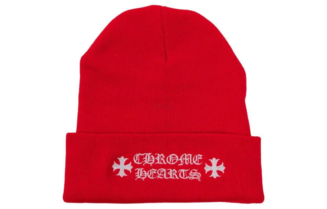 Order Chrome Hearts Double Cross Bordir Beanie Merah Unisex Gaya Pasangan. CH-CAP-2023014