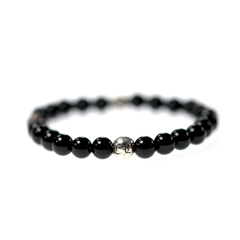 Chrome Hearts Engraved Logo 925 Silver Bracelet Unisex Black Couples Style 2704