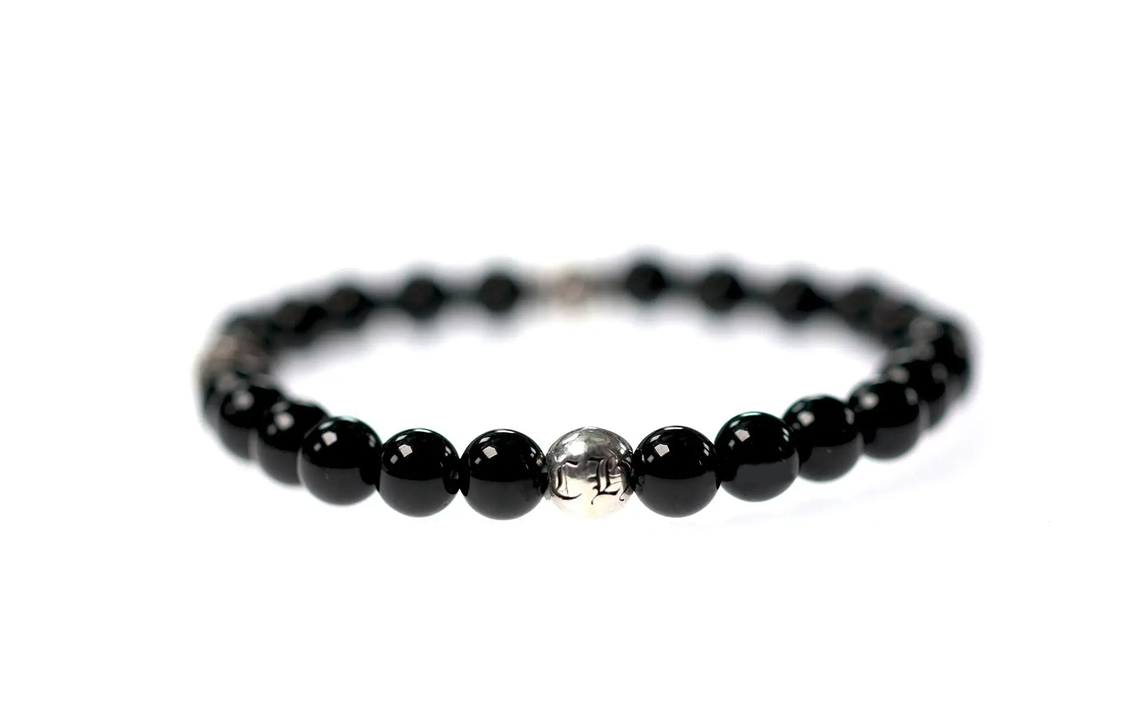 Order Pulsera Chrome Hearts Logo Grabado Plata 925 Unisex Negra Estilo Parejas. 2704