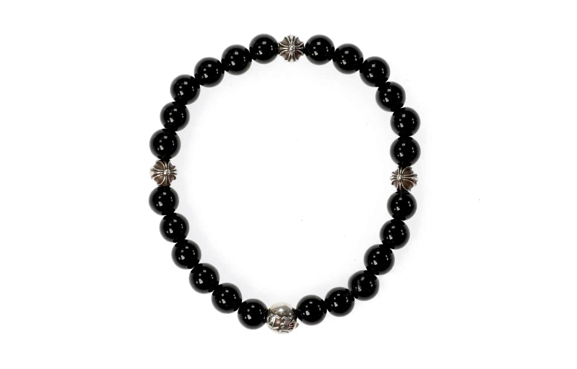 Purchase Pulsera Chrome Hearts Logo Grabado Plata 925 Unisex Negra Estilo Parejas. 2704