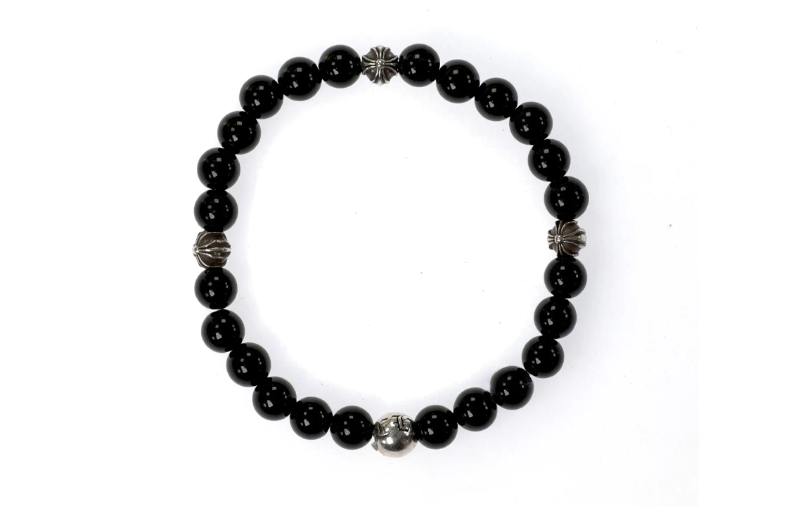 Details for Pulsera Chrome Hearts Logo Grabado Plata 925 Unisex Negra Estilo Parejas. 2704