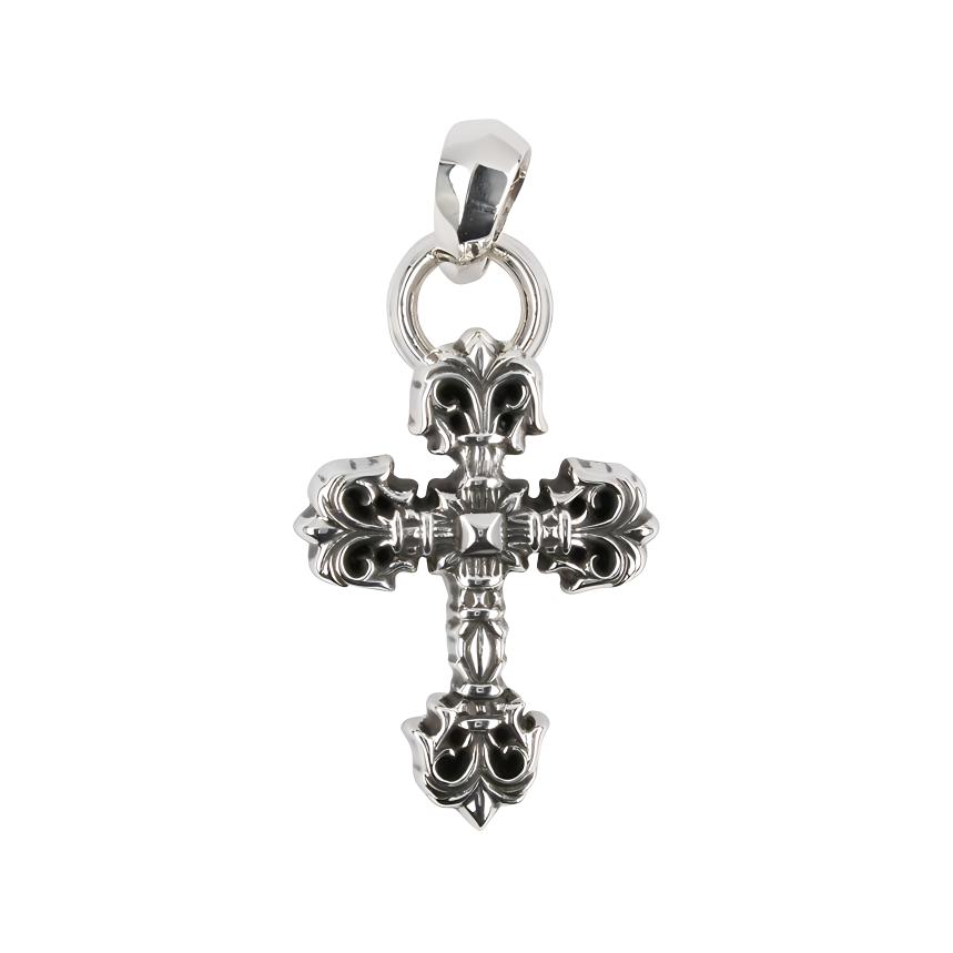 Chrome Hearts Filigree Flame Cross 925 Silver Necklace Pendant for Men - Silver