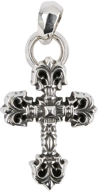 chrome-hearts-filigree-flame-cross-925-silver-necklace-pendant-for-men-silver