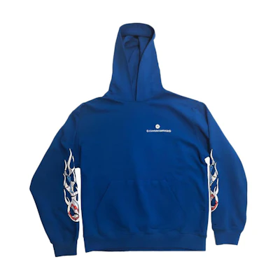 Chrome Hearts Fleece Pullover Hoodie Unisex Blue - Loose Fit with Print CH-152