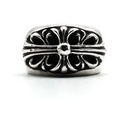 Chrome Hearts Floral Cross 925 Silver Ring Unisex Couple Style Silver. CH000267