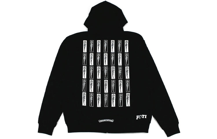 Chrome Hearts Foti Jarvis Black Skull Wing Print Hoodie Long Sleeve Jacket CH000955