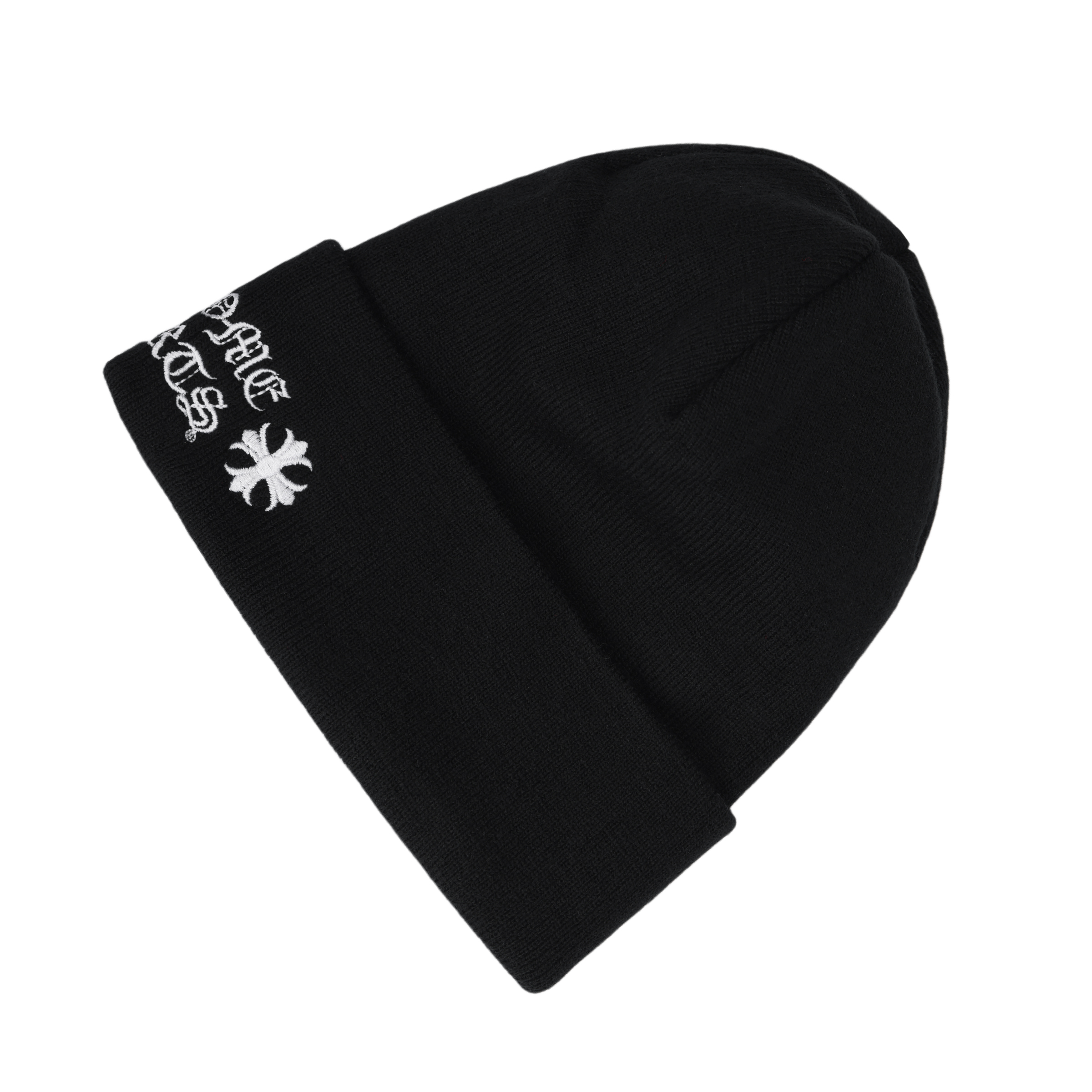 Chrome Hearts Front Logo Embroidered Wool Beanie Unisex Black CH-CAP-2023015