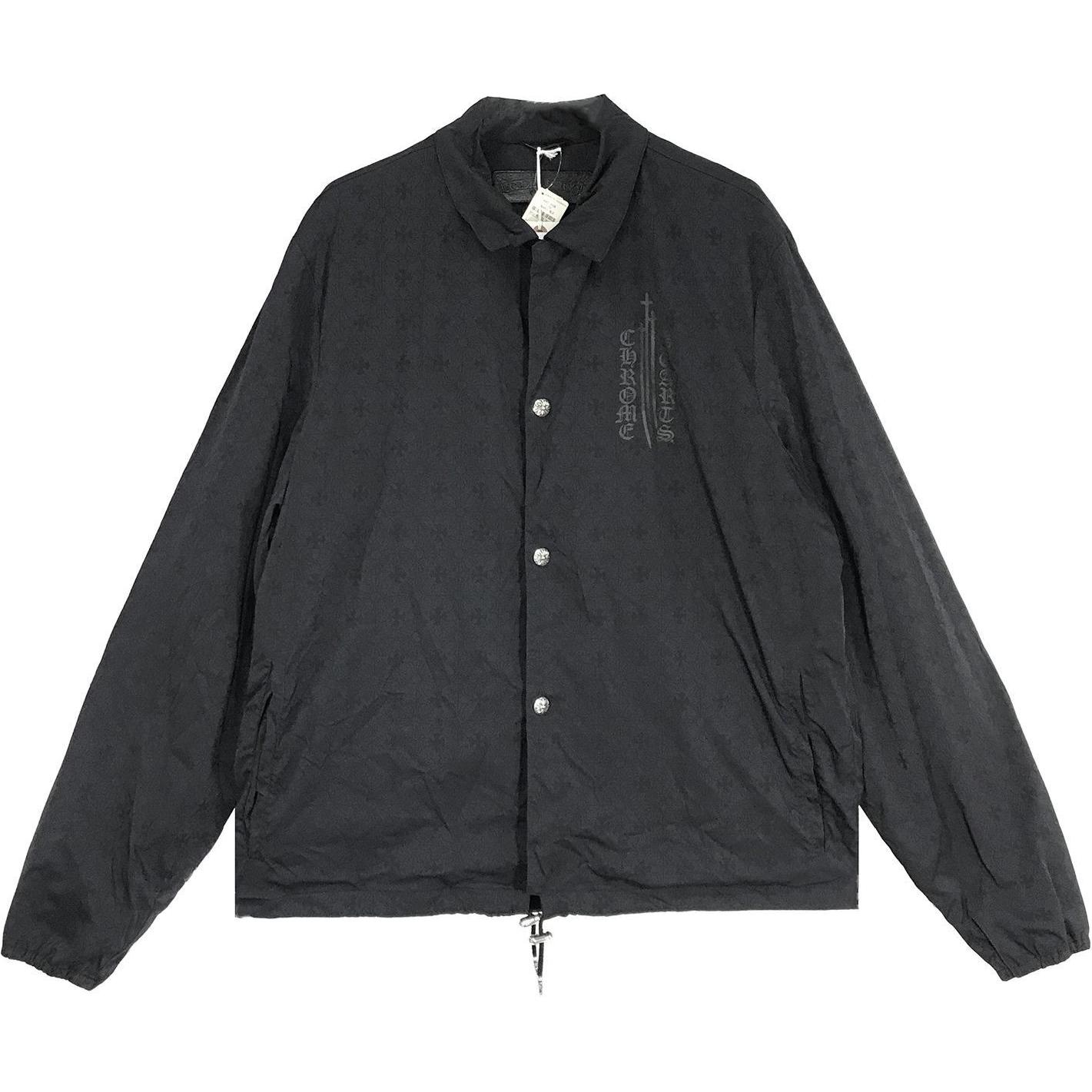 Chrome Hearts FW22 Black Coach Jacket with Cross Pattern and Back Runes Unisex CH-2022110403