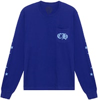 Chrome Hearts FW22 Blue Star Logo Print Unisex Long Sleeve T-Shirt CH-2022100805 Chrome Hearts FW22 Blue Star Logo Print Unisex Long Sleeve T-Shirt CH-2022100805