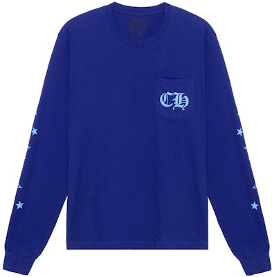 Chrome Hearts 2022蓝色星星Logo印花男女同款长袖T恤 CH-2022100805 Order Chrome Hearts 2022蓝色星星Logo印花男女同款长袖T恤 CH-2022100805