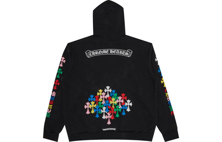 Chrome Hearts FW22 Cross Logo Print Hoodie Unisex Couple Style Black CH-081105