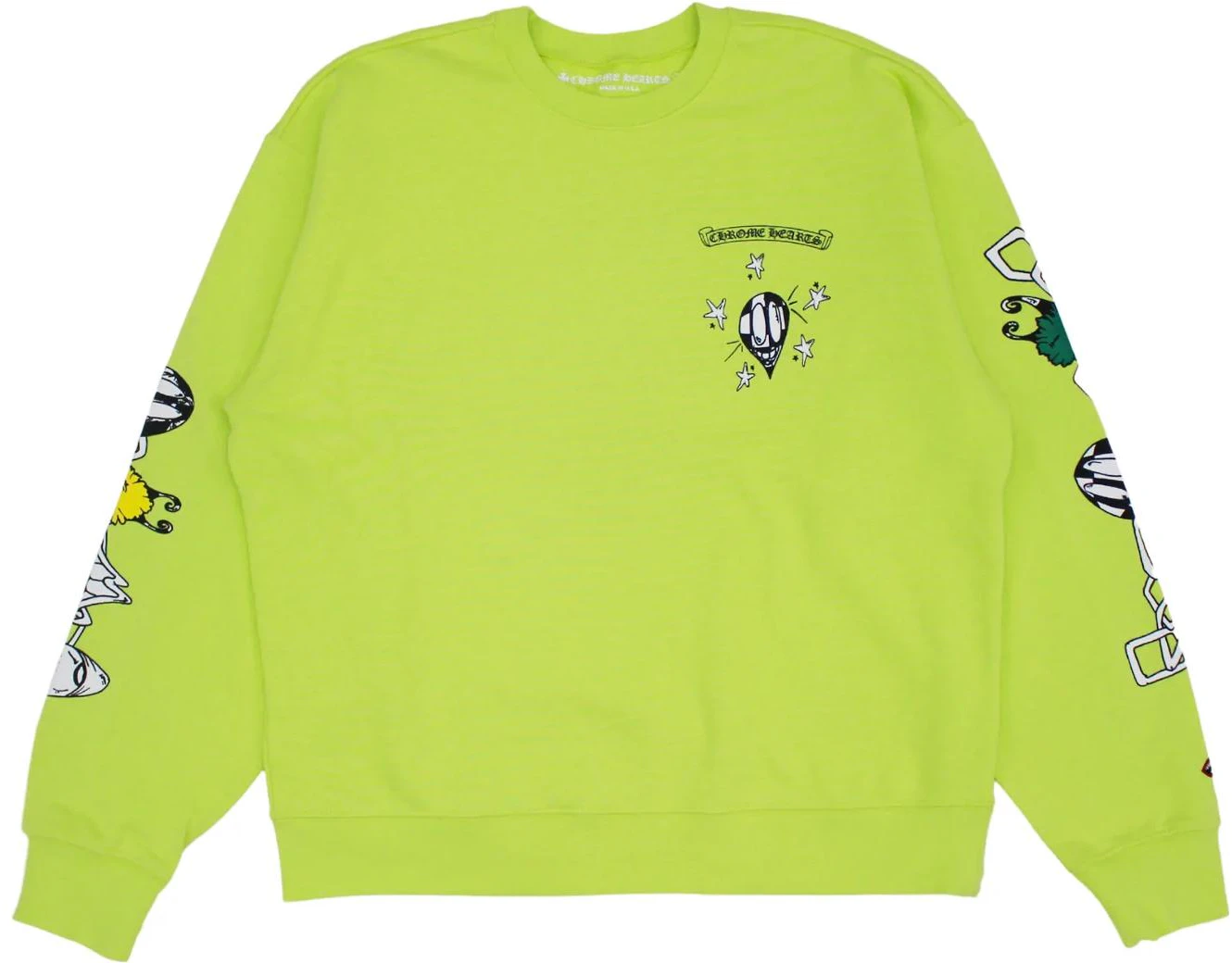 chrome-hearts-fw-22-graffiti-print-oversized-green-crewneck-sweatshirt-unisex-ch-091402