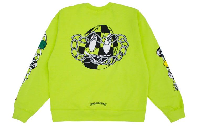Lookbook Chrome Hearts FW22 塗鴉綠色寬鬆版圓領衛衣 男女適穿 CH-091402