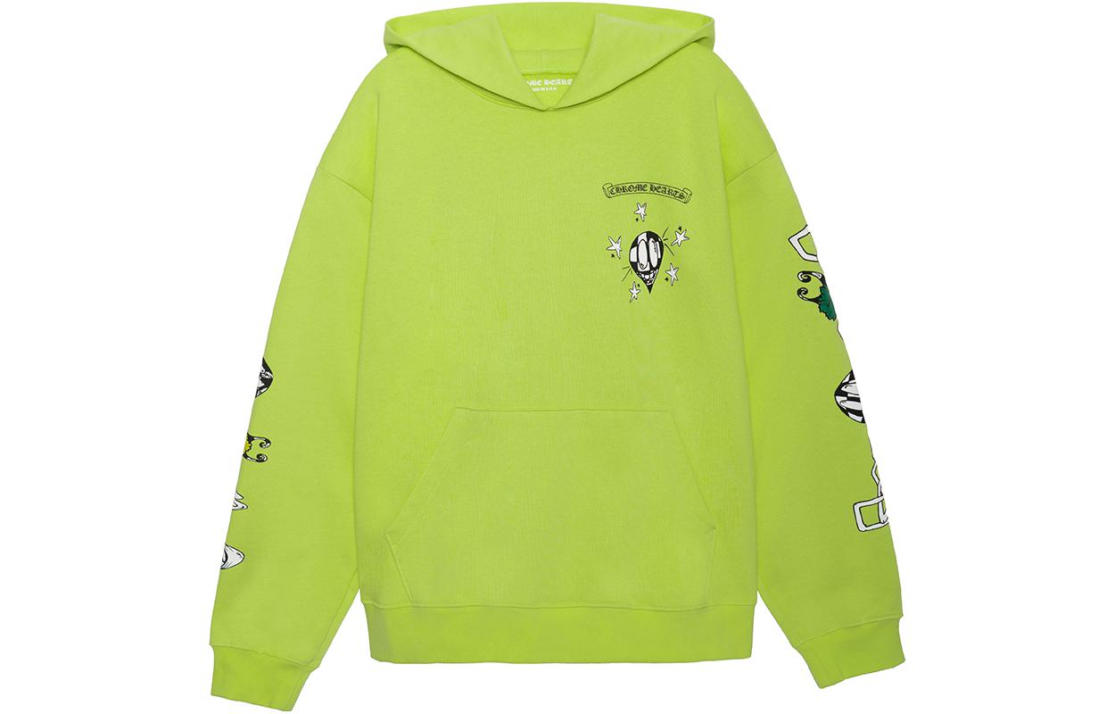 Chrome Hearts FW22 Graffiti Print Pullover Hoodie Unisex Green. CH-091401