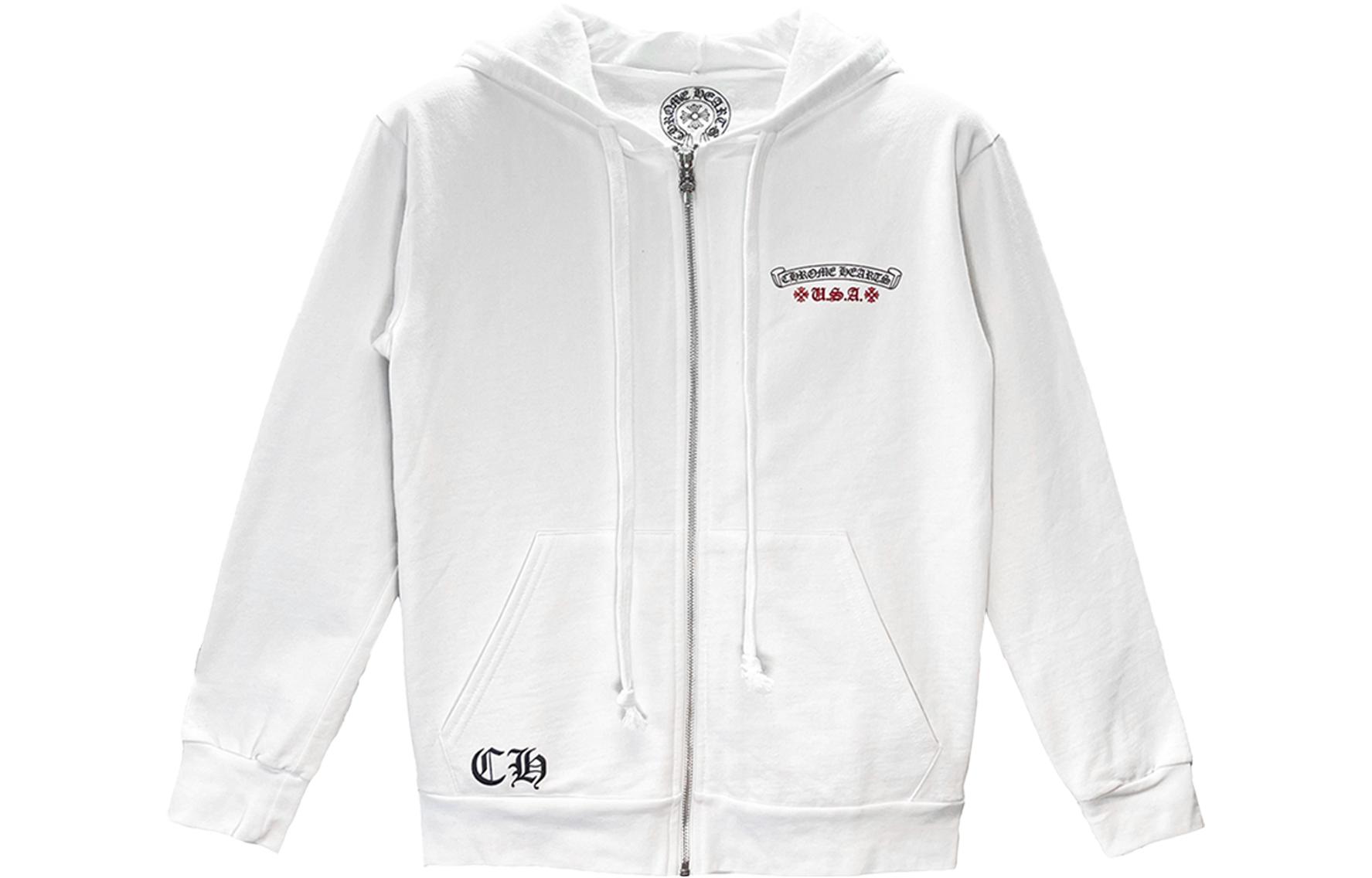 Chrome Hearts FW22 Letter Print Zip Hoodie White Unisex CH-2023022403