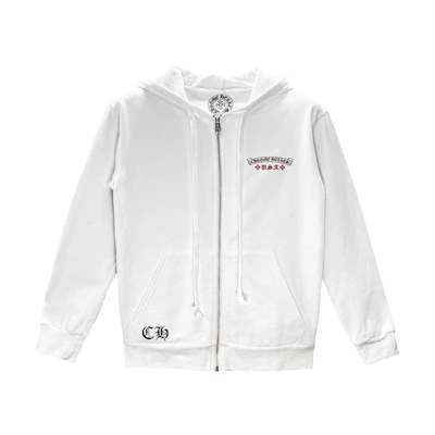 Chrome Hearts FW22 Letter Print Zip Hoodie White Unisex CH-2023022403