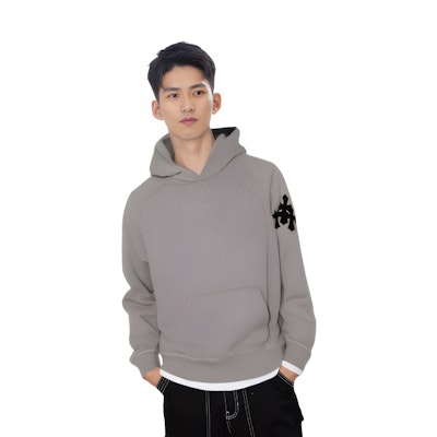 クロムハーツ FW22 ロゴパッチ プルオーバーパーカー ユニセックス - グレー. CH-072701 Details for クロムハーツ FW22 ロゴパッチ プルオーバーパーカー ユニセックス - グレー. CH-072701