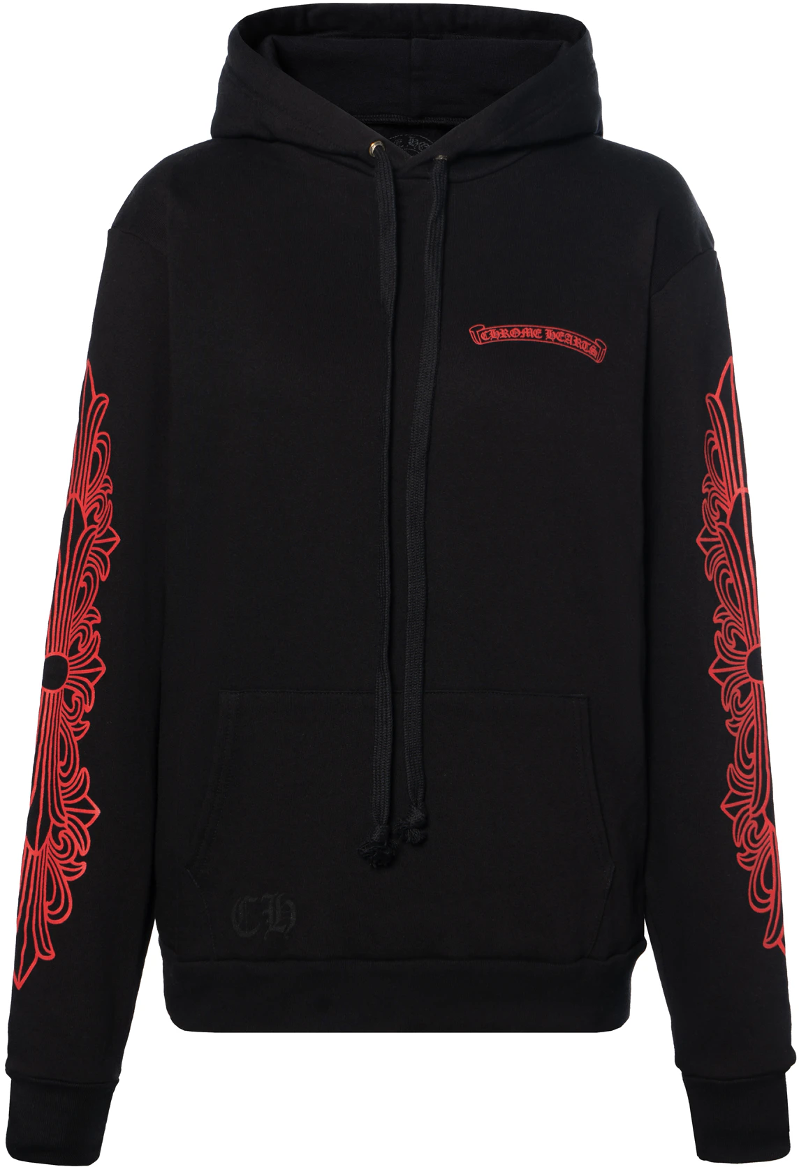 chrome-hearts-fw-22-red-floral-cross-logo-hoodie-unisex-black-ch-2022101802